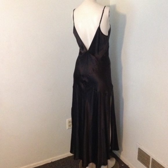 Vintage 90’s Y2K 100% Silk Dress Satin Slip Dress Silk Slip Dress Black Noir - Picture 8 of 13